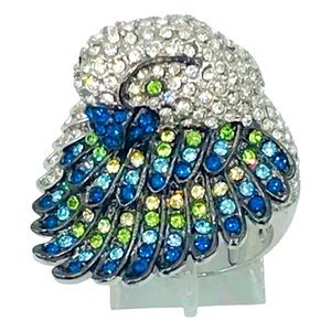 ADRIENNE DESIGNER RHODIUM PLATED CZ PARROT RING